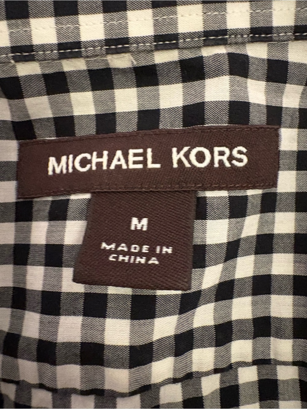Michael Kors Black and White Gingham Button-Down Shirt - Picture 3 of 11